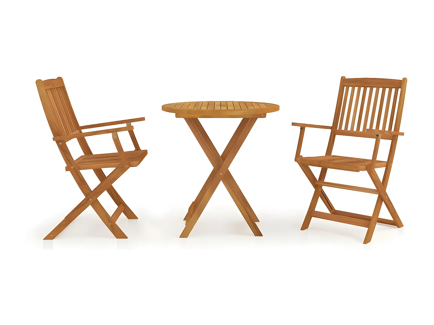 Mobilier à dîner de jardin pliable 3 pcs Bois d'acacia solide 4