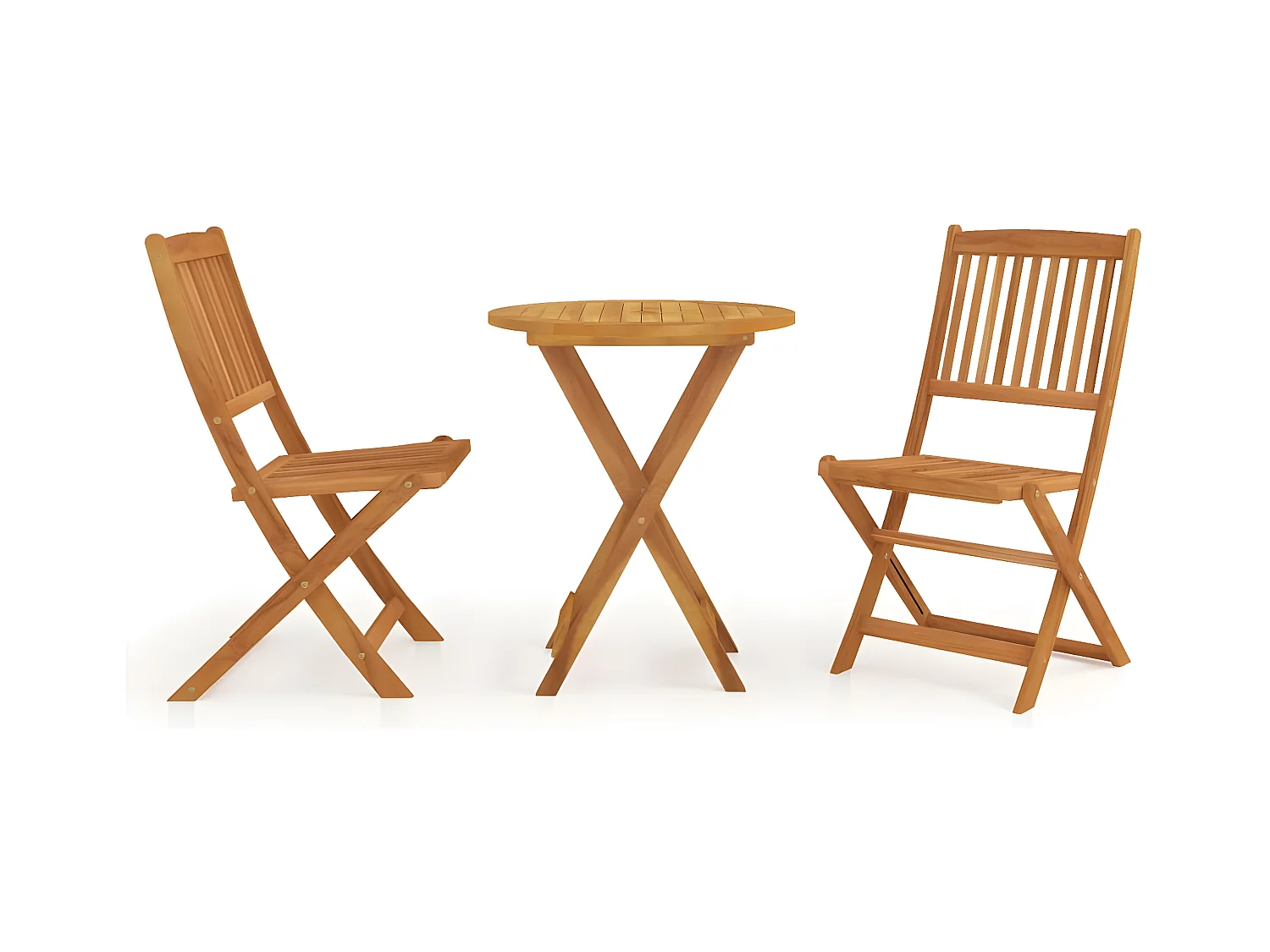 Mobilier à dîner de jardin pliable 3 pcs Bois d'acacia solide 5