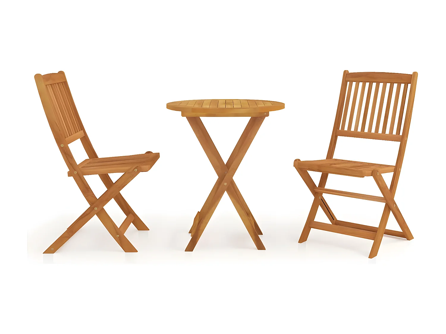 Mobilier à dîner de jardin pliable 3 pcs Bois d'acacia solide 5