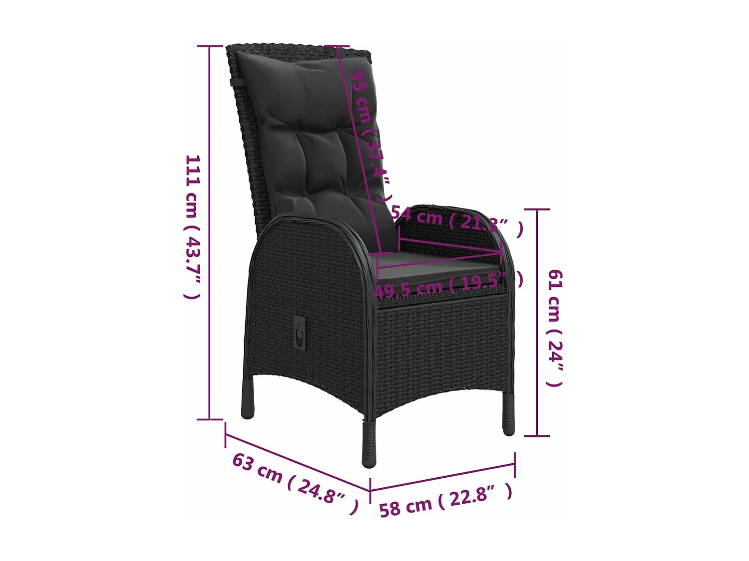 Mobilier de bistro de jardin 3 pcs Résine tressée Noir