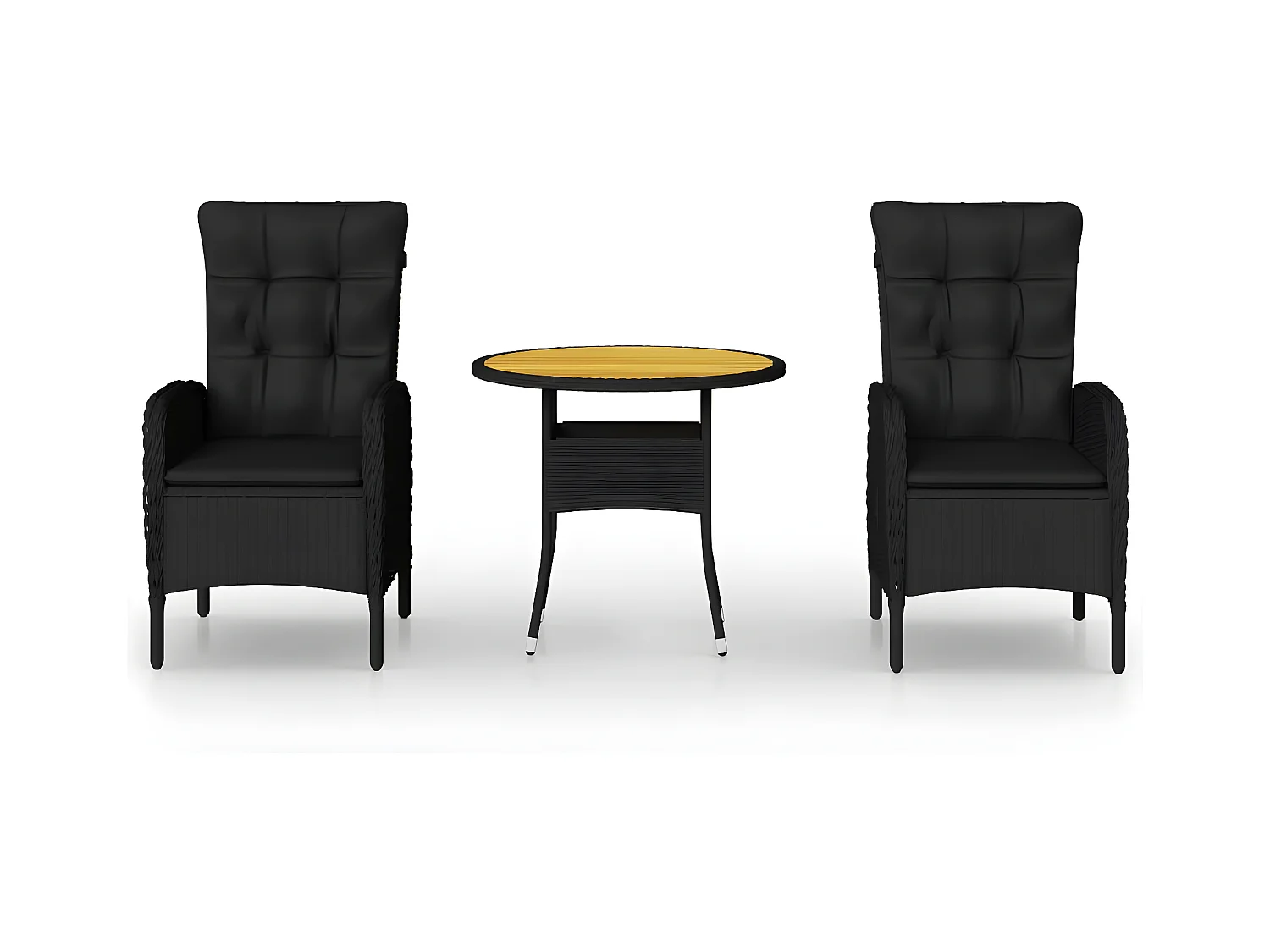 Mobilier de bistro de jardin 3 pcs Résine tressée Noir