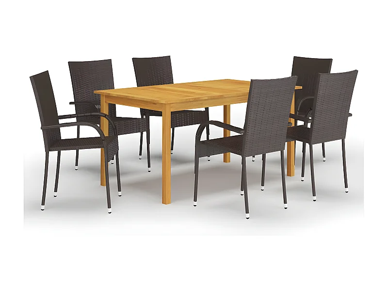 Ensemble de salle à manger de jardin 7 pcs Marron 16