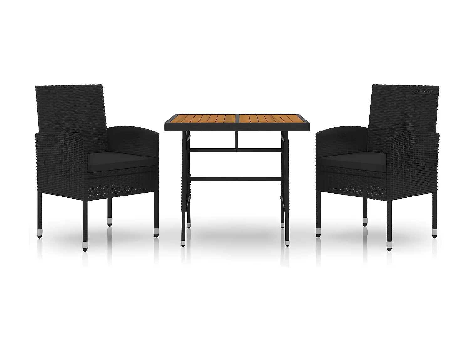 Mobilier à dîner d'extérieur 3 pcs Résine tressée Noir
