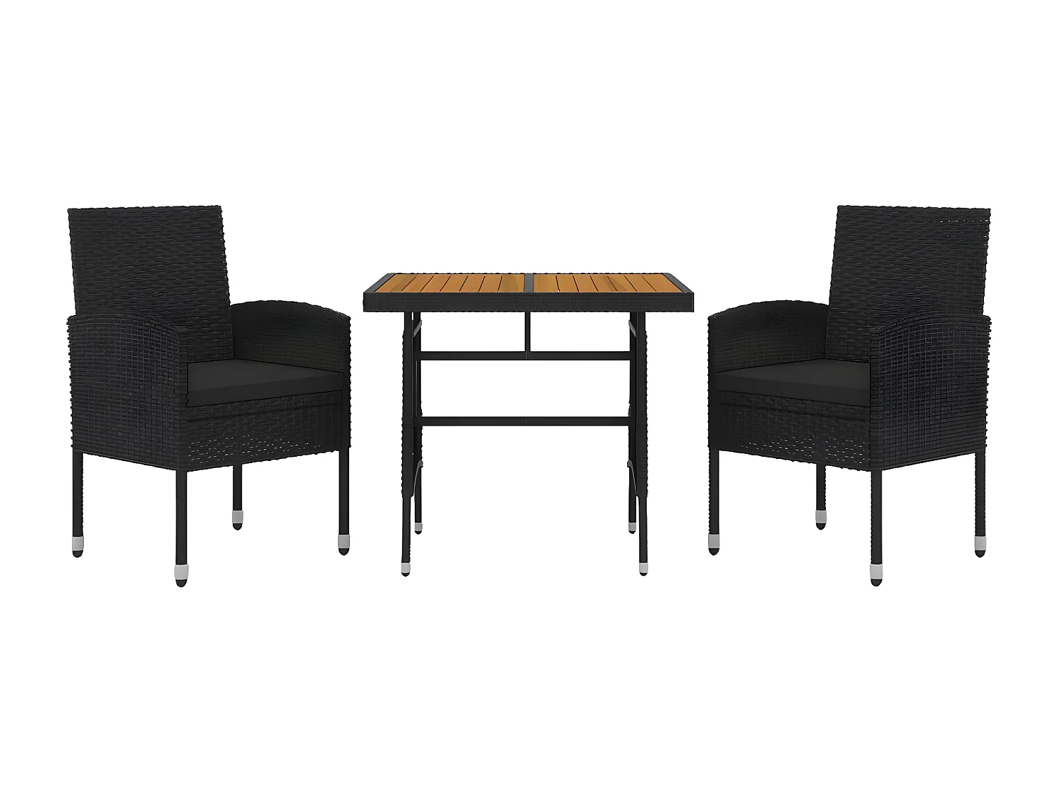 Mobilier à dîner d'extérieur 3 pcs Résine tressée Noir