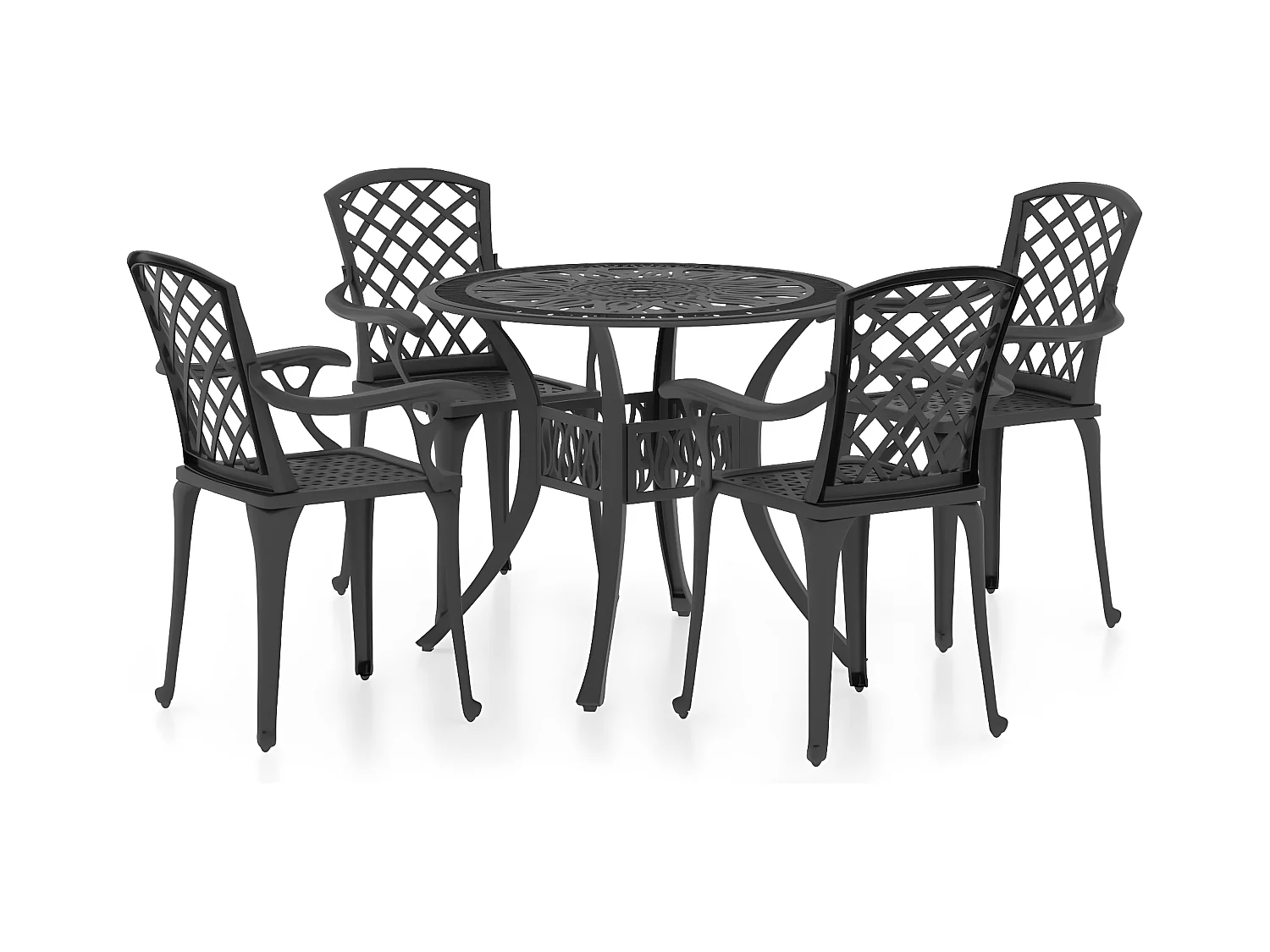Ensemble de bistro 5 pcs Aluminium coulé Noir 4