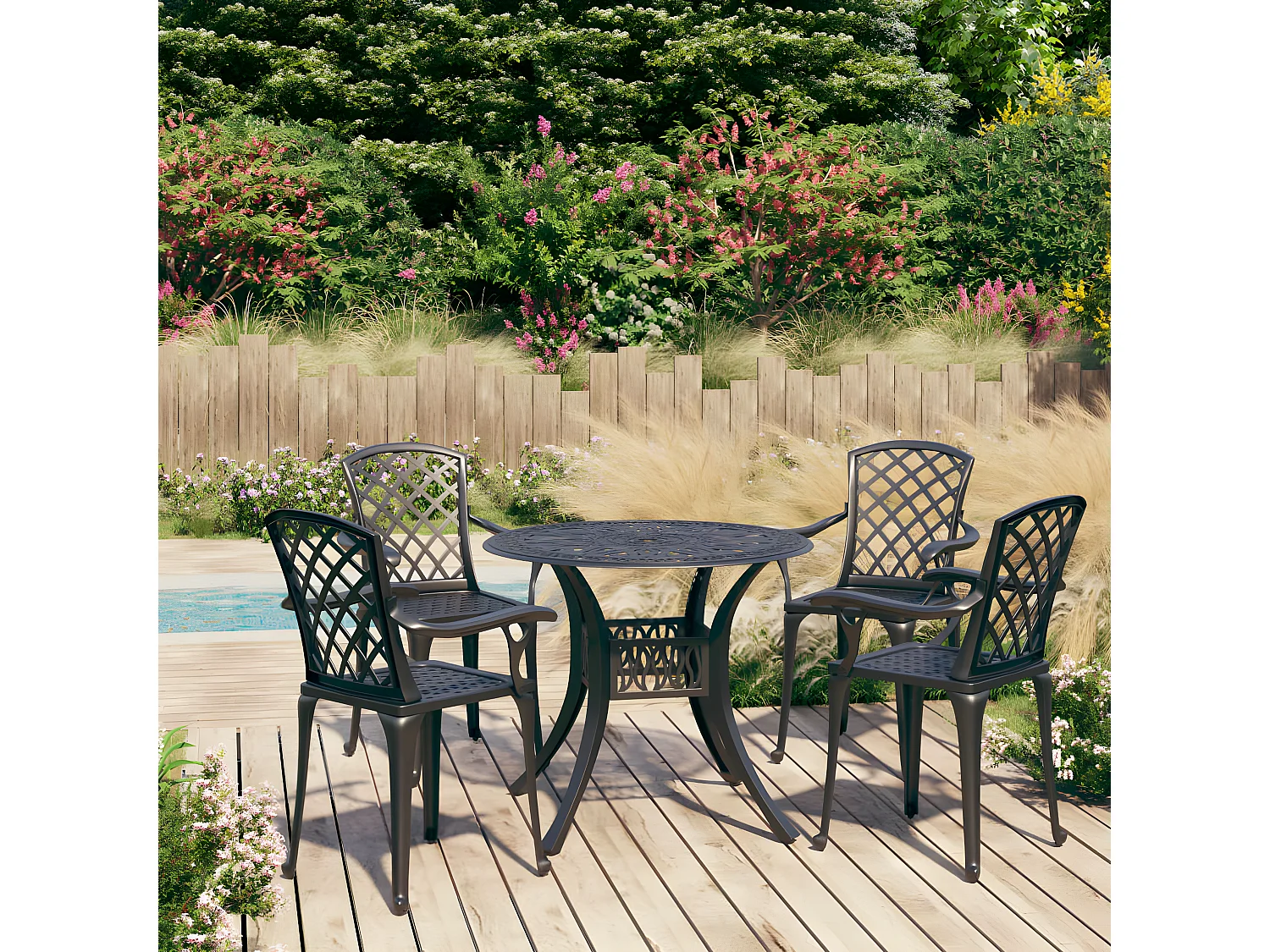 Ensemble de bistro 5 pcs Aluminium coulé Noir 4