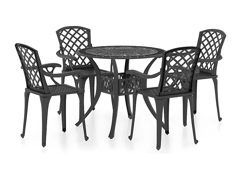 Ensemble de bistro 5 pcs Aluminium coulé Noir 4