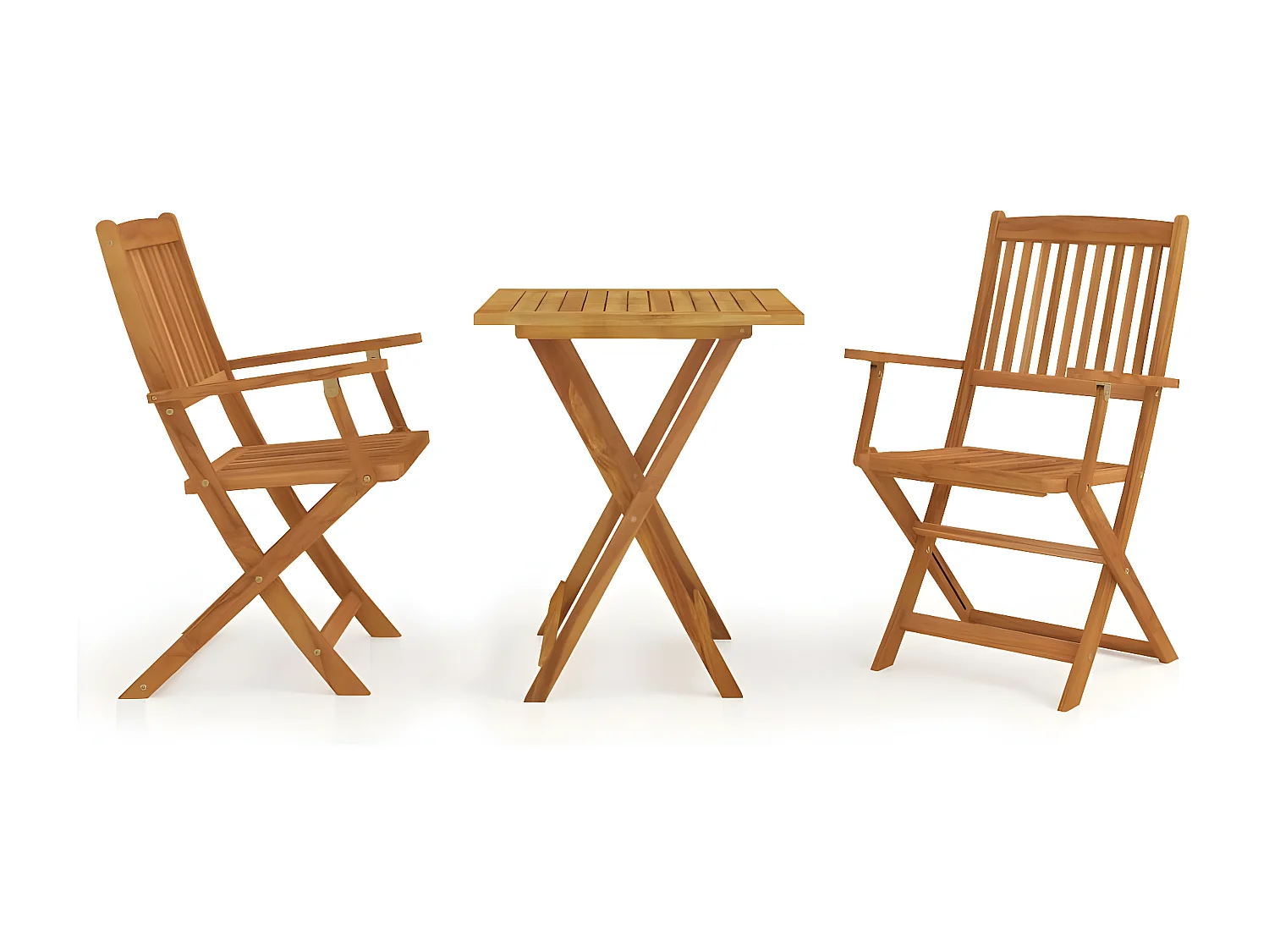 Mobilier à dîner de jardin pliable 3 pcs Bois d'acacia solide 6