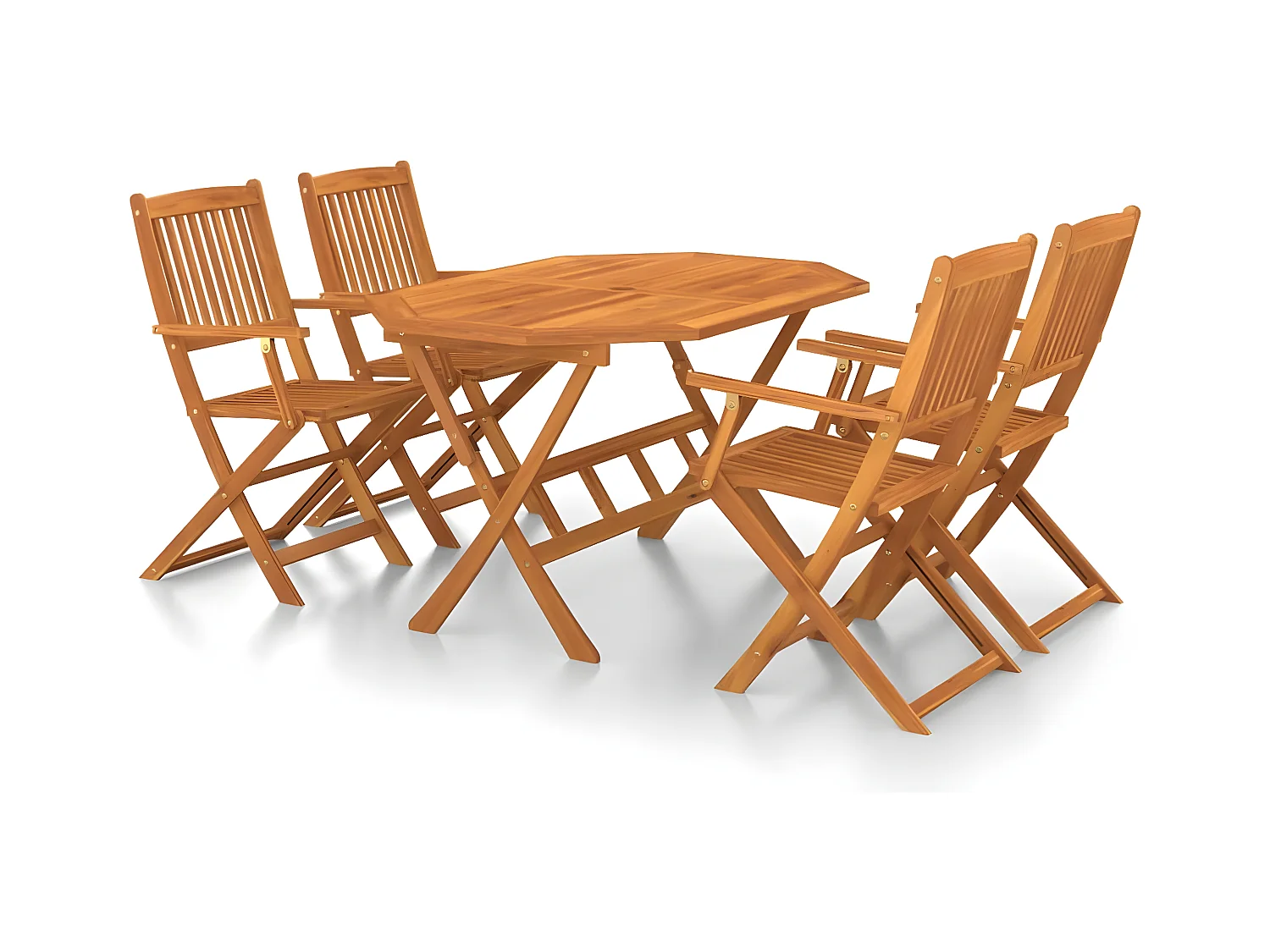 Mobilier à dîner de jardin 5 pcs Bois d'acacia solide 3