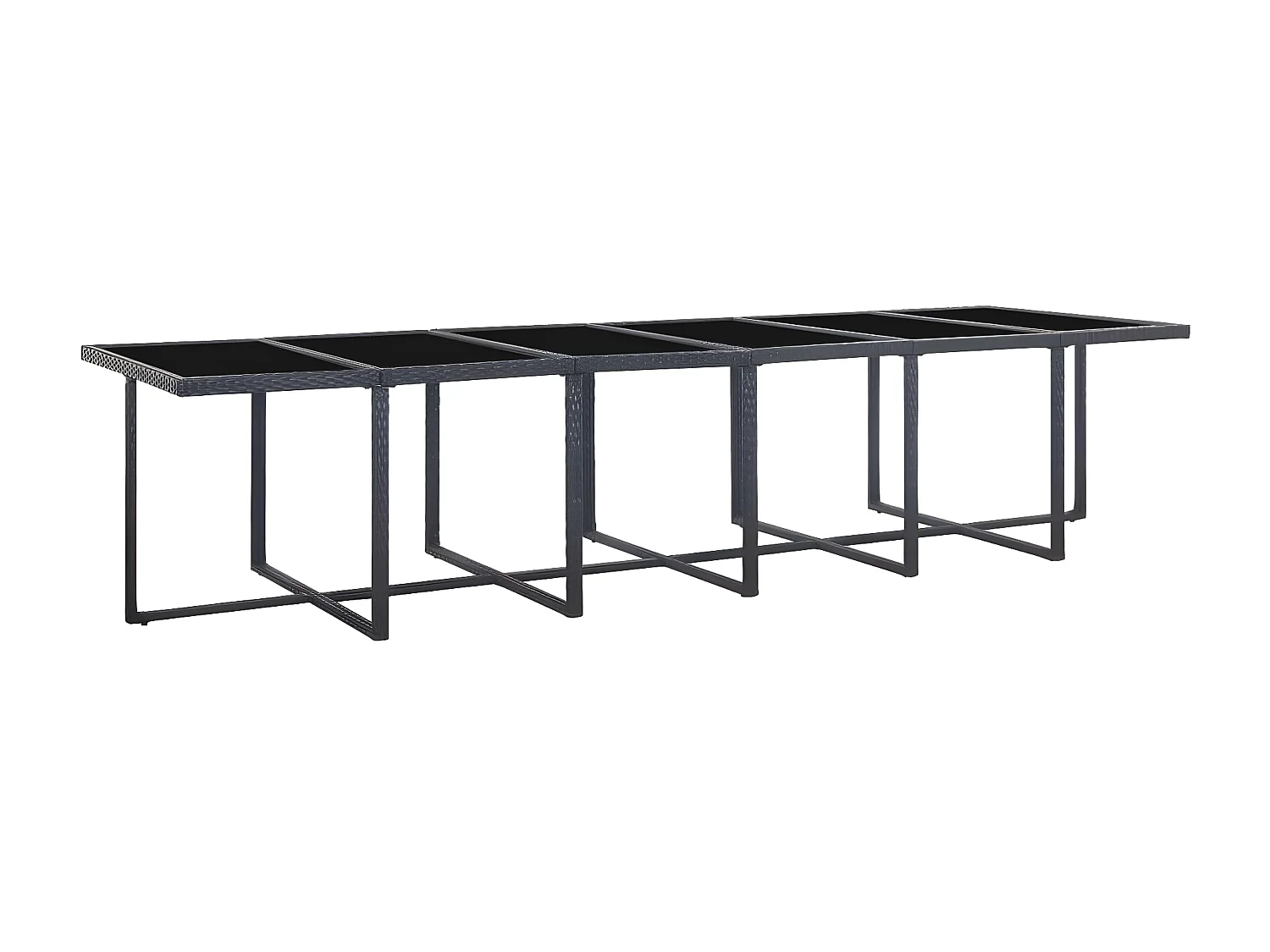 Salon de jardin 17 pcs avec coussins Résine tressée Noir 2