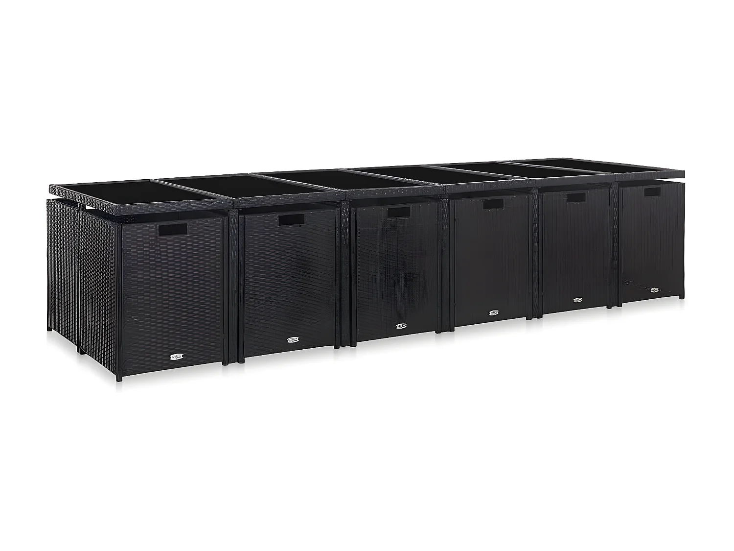 Salon de jardin 17 pcs avec coussins Résine tressée Noir 2