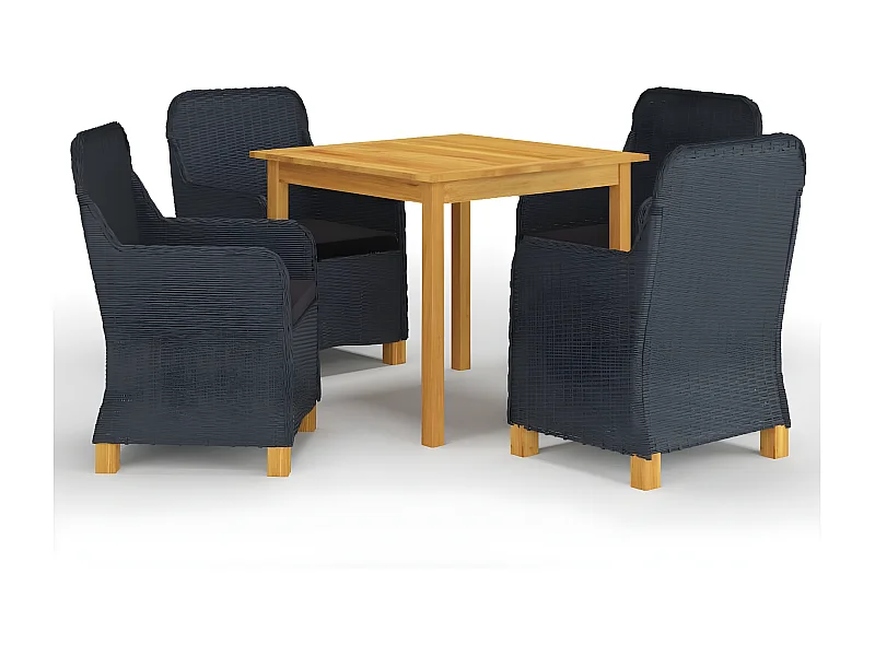 Ensemble de salle à manger de jardin 5 pcs Gris foncé 7