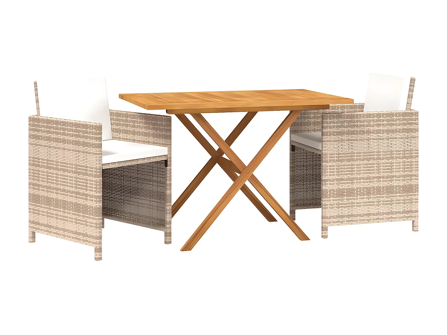 Ensemble de salle à manger de jardin 3 pcs avec coussins Beige