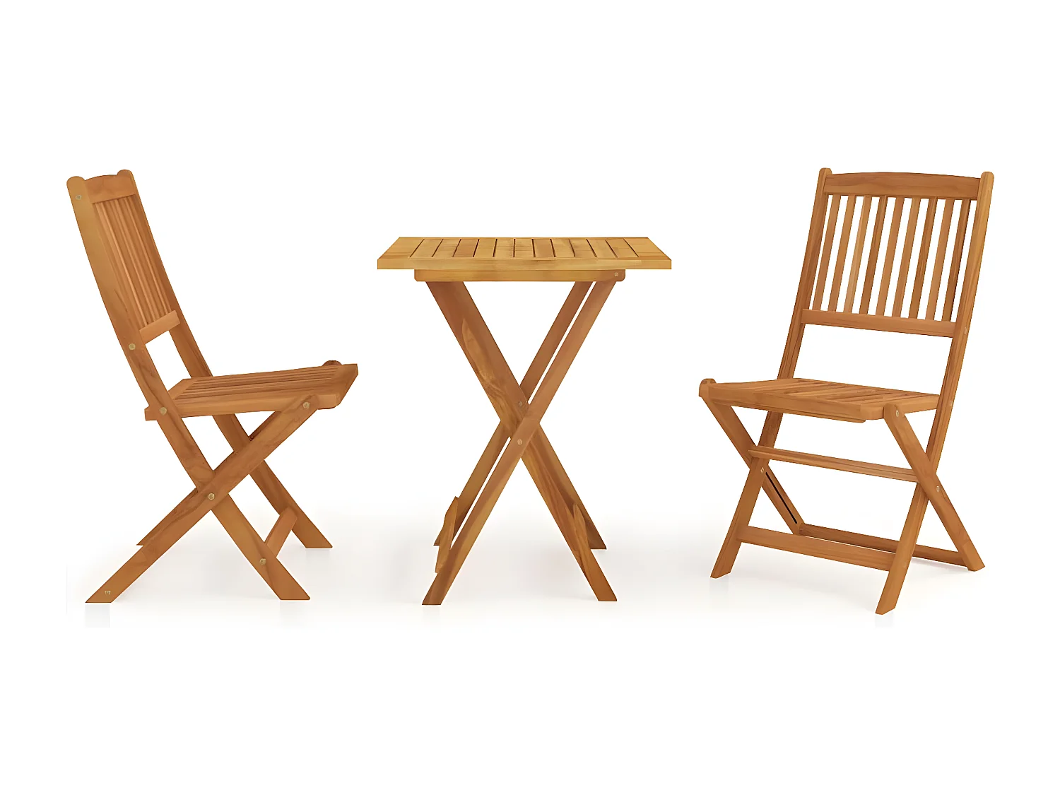 Mobilier à dîner de jardin pliable 3 pcs Bois d'acacia solide 7