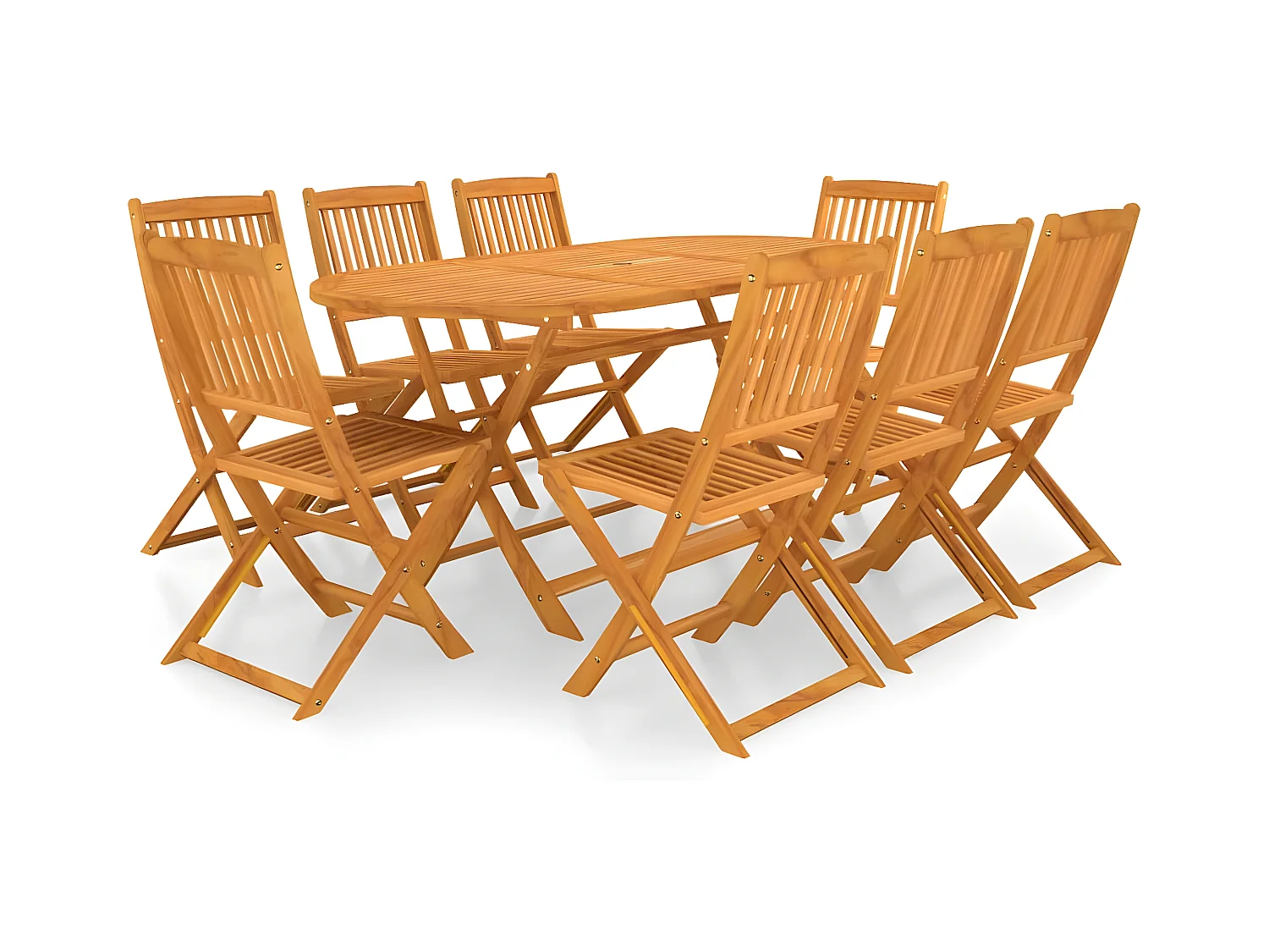 Mobilier à dîner de jardin pliable 9 pcs Bois d'acacia solide