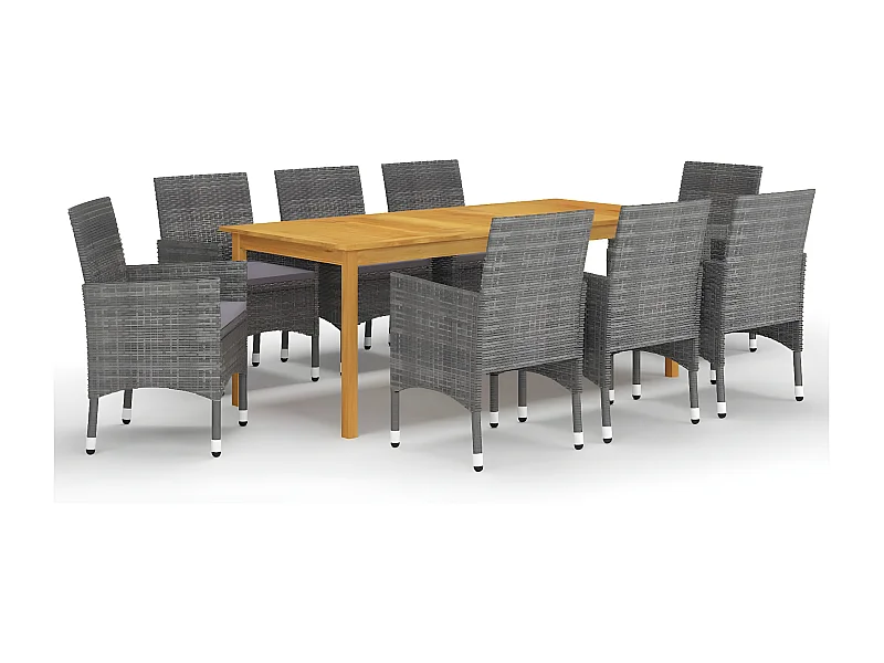 Ensemble de salle à manger de jardin 9 pcs Gris 8