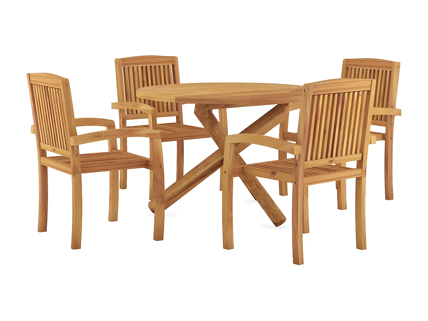 Ensemble de salle à manger de jardin 5 pcs Bois de teck massif 4