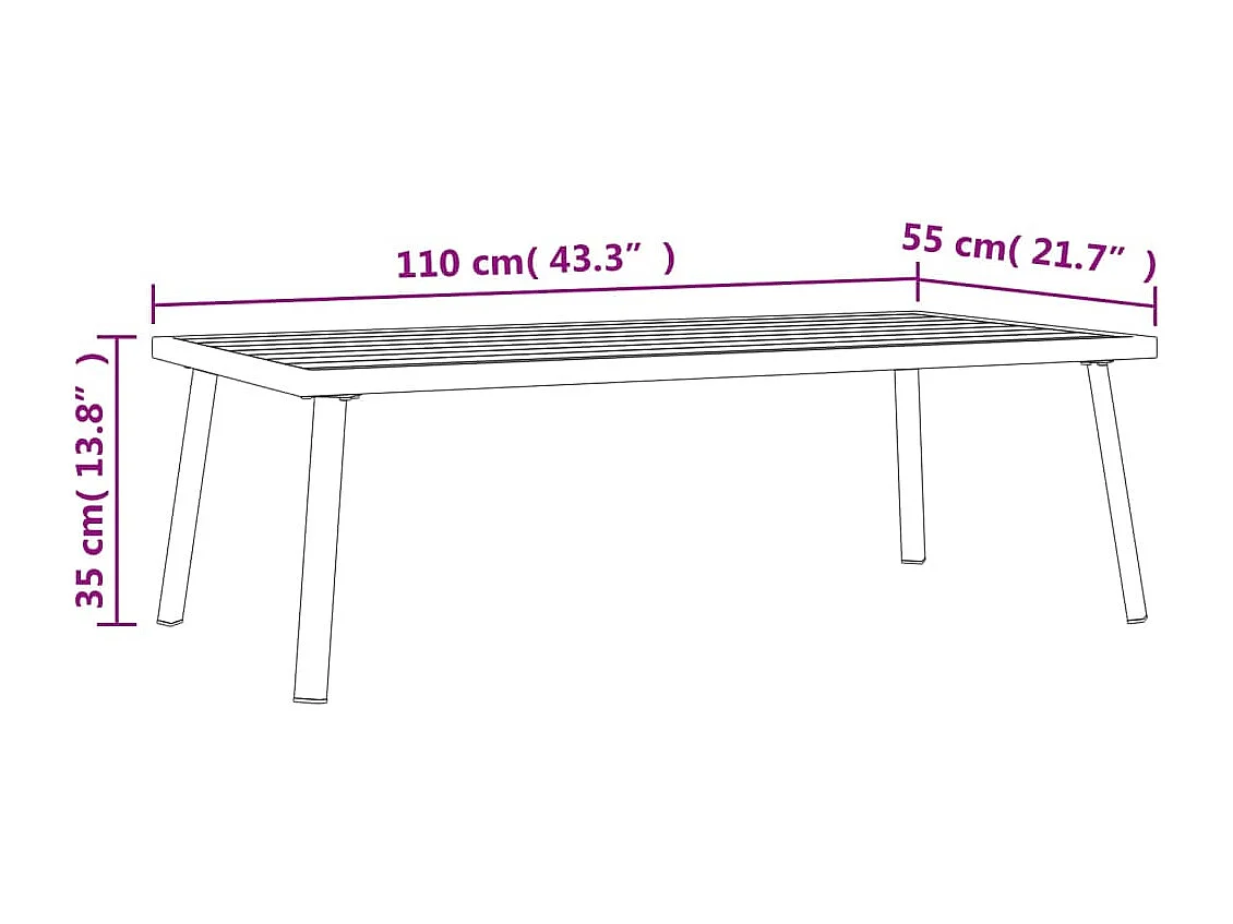 Table basse de jardin anthracite 110x55x35 acier