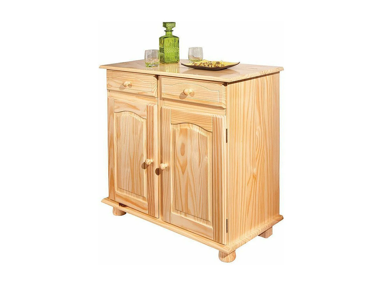 Bahut Bois 2 Portes 2 Tiroirs "Alienor" 88cm Naturel