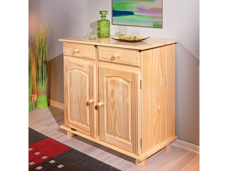 Bahut Bois 2 Portes 2 Tiroirs "Alienor" 88cm Naturel