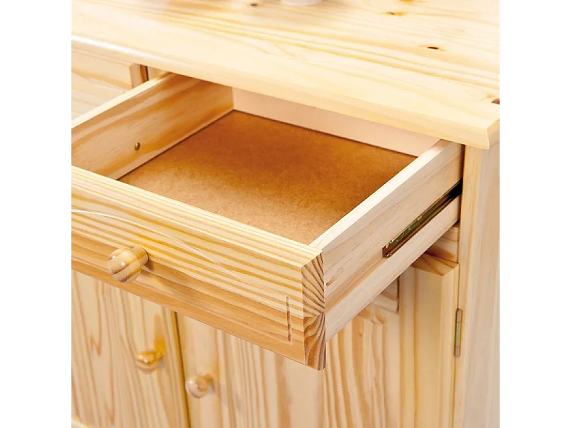 Bahut Bois 2 Portes 2 Tiroirs "Alienor" 88cm Naturel