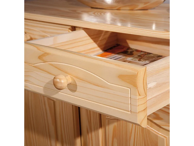 Bahut Bois 2 Portes 2 Tiroirs "Alienor" 88cm Naturel