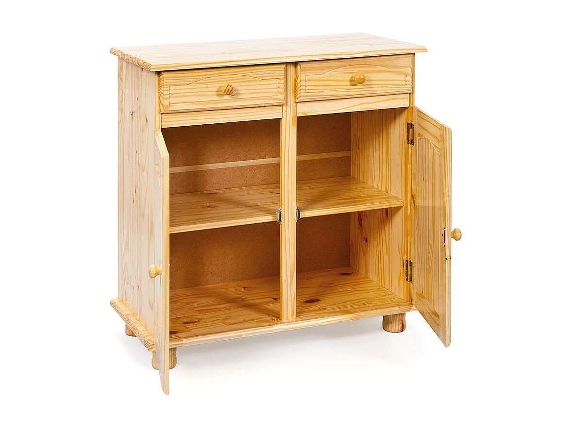 Bahut Bois 2 Portes 2 Tiroirs "Alienor" 88cm Naturel