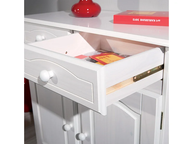 Bahut 2 Portes & 2 Tiroirs Bois "Alienor" 88cm Blanc