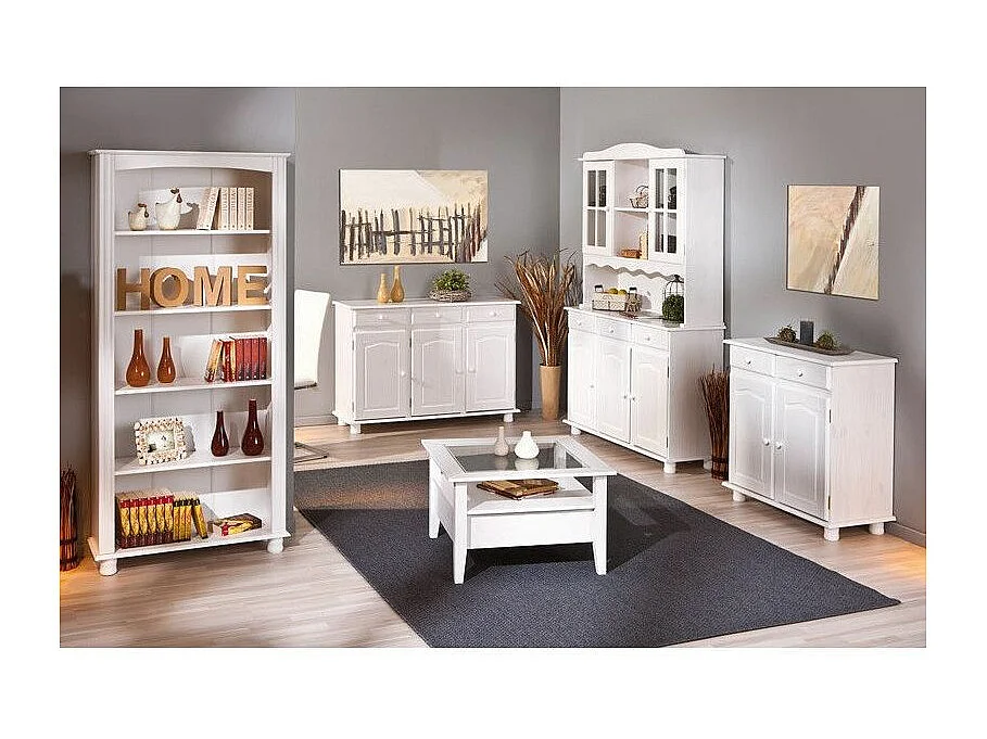 Bahut 2 Portes & 2 Tiroirs Bois "Alienor" 88cm Blanc