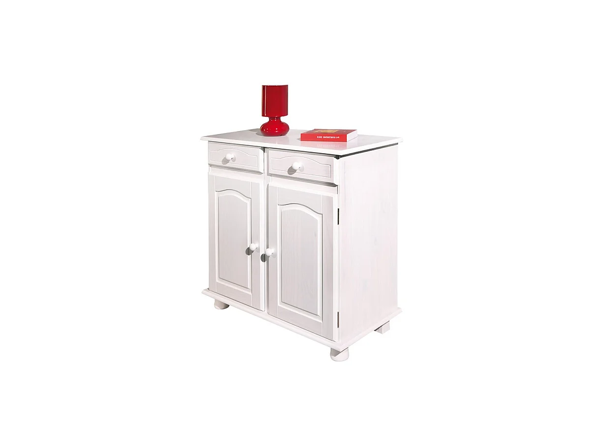 Bahut 2 Portes & 2 Tiroirs Bois "Alienor" 88cm Blanc