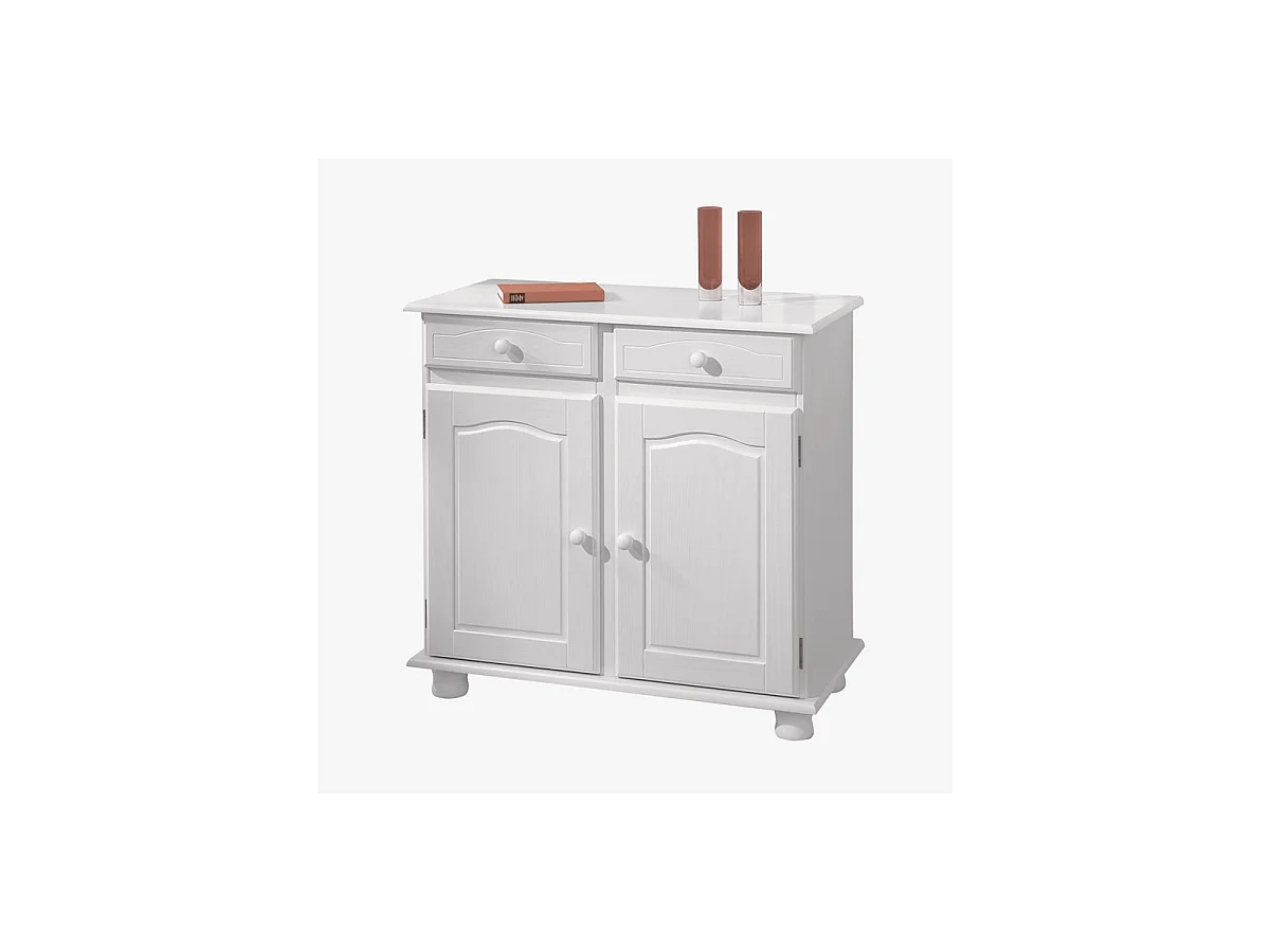 Bahut 2 Portes & 2 Tiroirs Bois "Alienor" 88cm Blanc