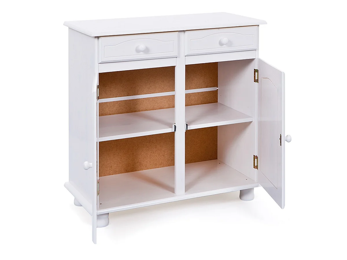 Bahut 2 Portes & 2 Tiroirs Bois "Alienor" 88cm Blanc