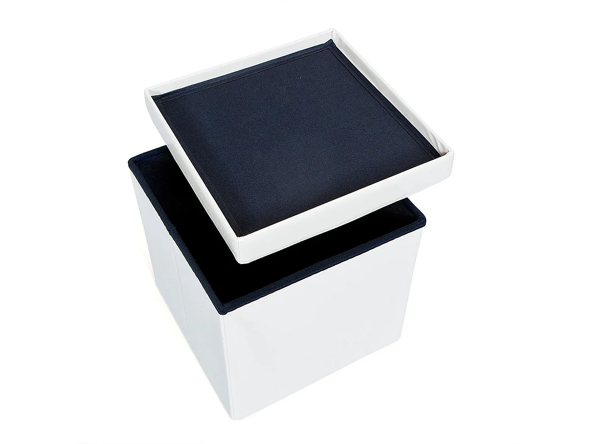 Pouf Coffre Pliable "Basics" 38cm Blanc