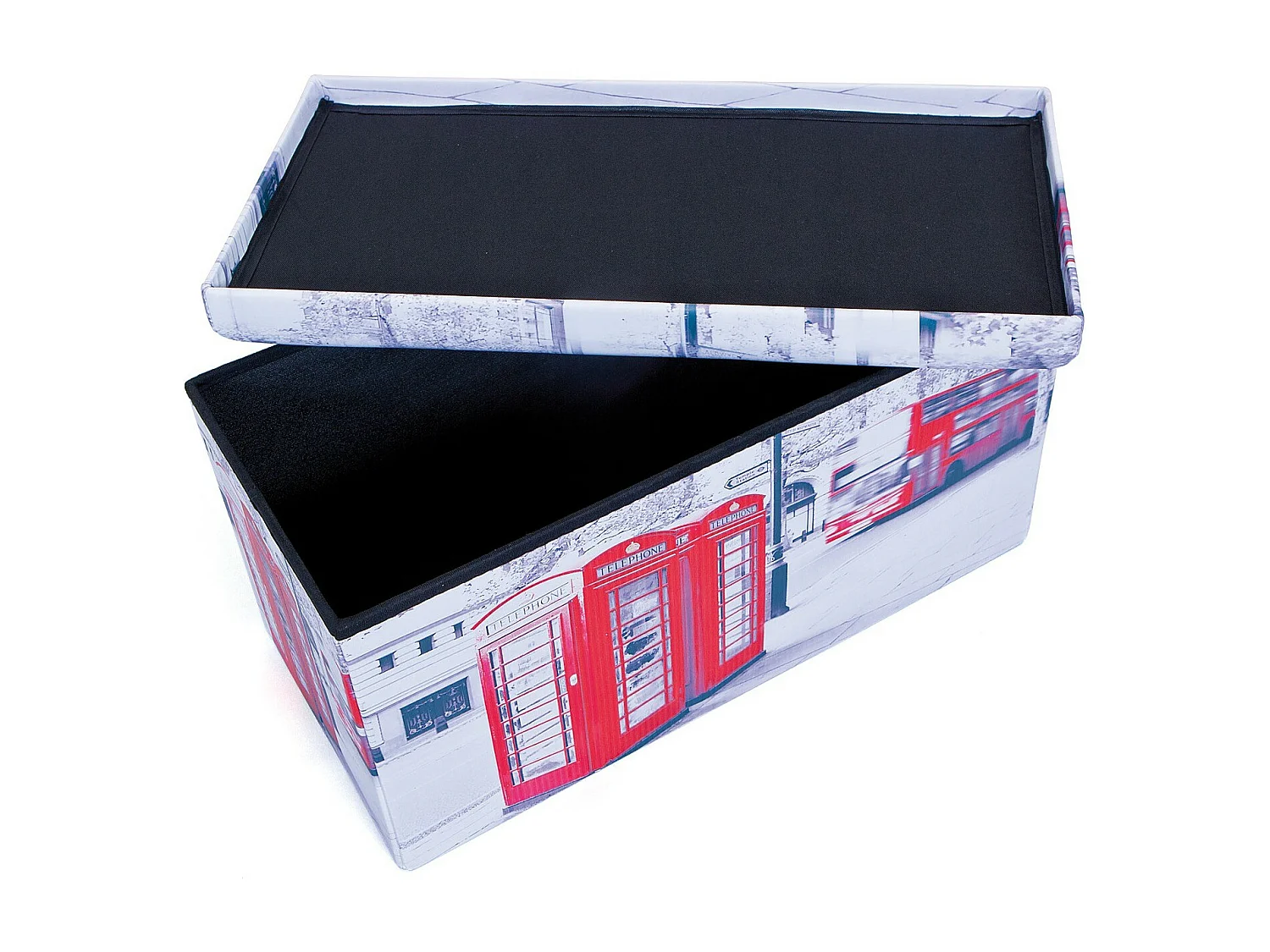 Boîte de Rangement Pliable "London" 76cm Blanc & Rouge