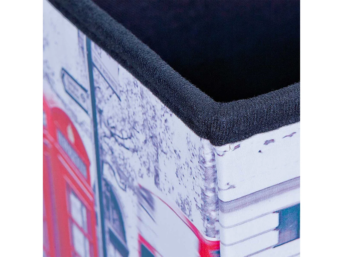 Boîte de Rangement Pliable "London" 76cm Blanc & Rouge