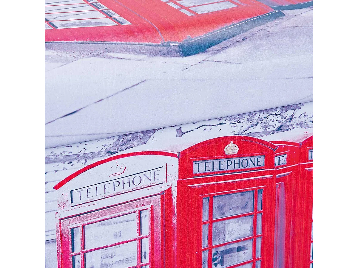 Boîte de Rangement Pliable "London" 76cm Blanc & Rouge