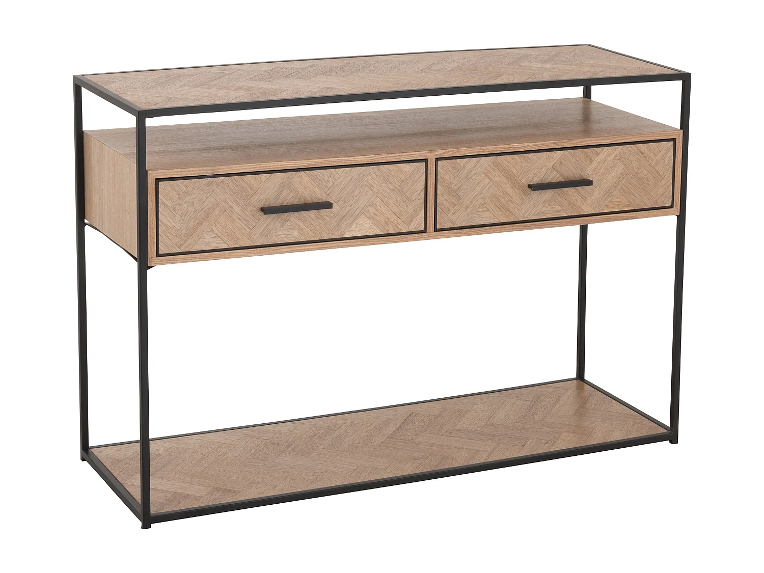 Console 2 Tiroirs "Miraza" 120cm Naturel & Noir