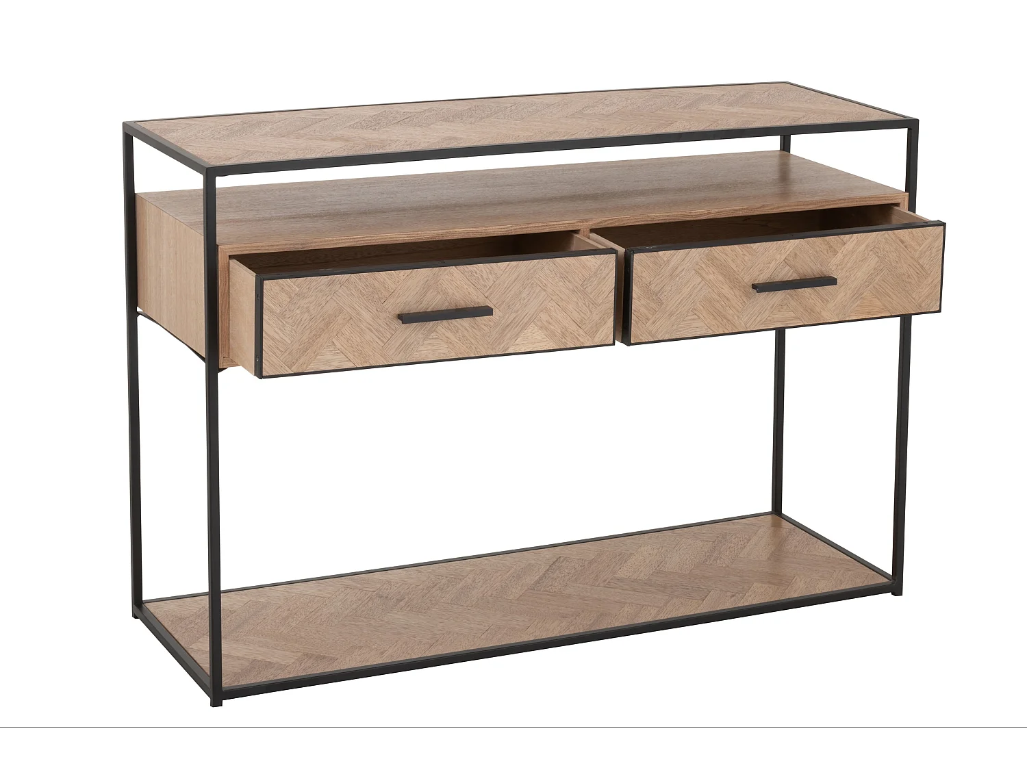 Console 2 Tiroirs "Miraza" 120cm Naturel & Noir