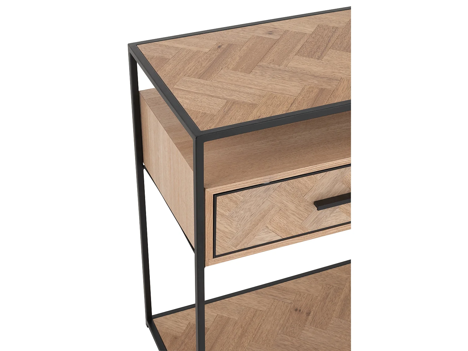 Console 2 Tiroirs "Miraza" 120cm Naturel & Noir