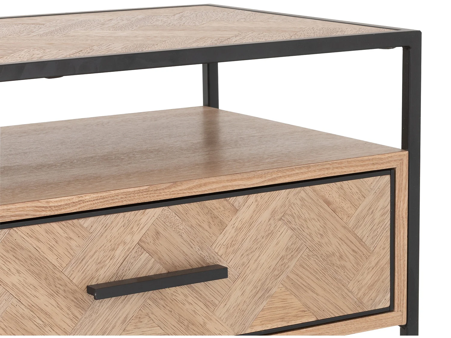 Console 2 Tiroirs "Miraza" 120cm Naturel & Noir