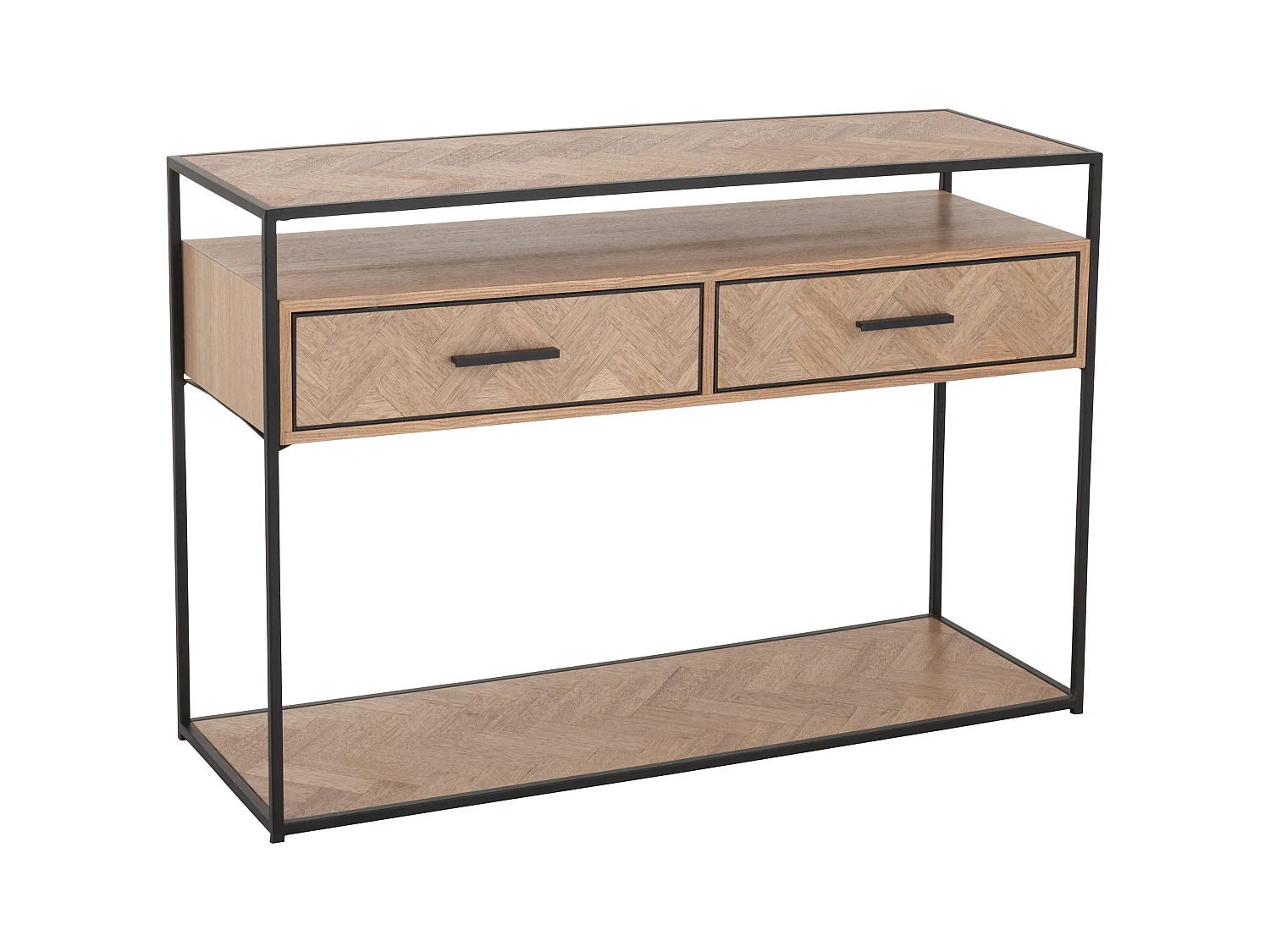 Consola Billy en zigzag de madera clara 2 cajones L 120 cm