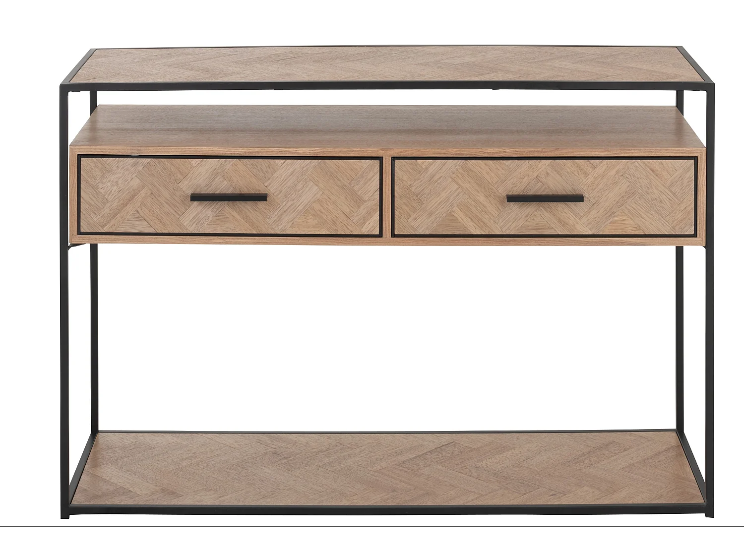 Consola Billy en zigzag de madera clara 2 cajones L 120 cm