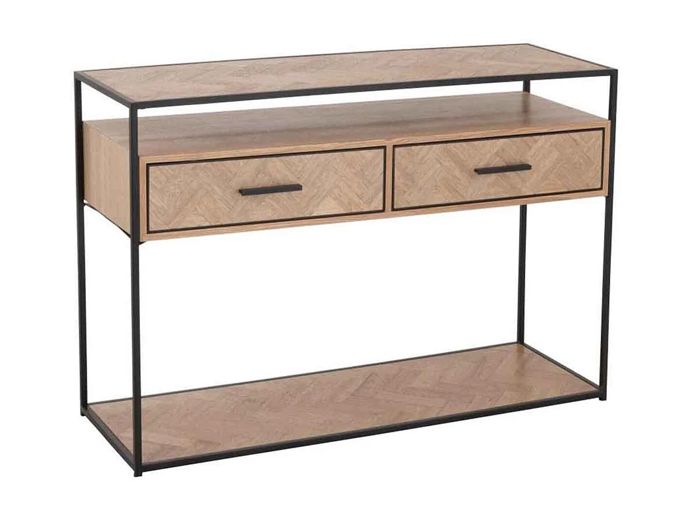 Consola Billy en zigzag de madera clara 2 cajones L 120 cm