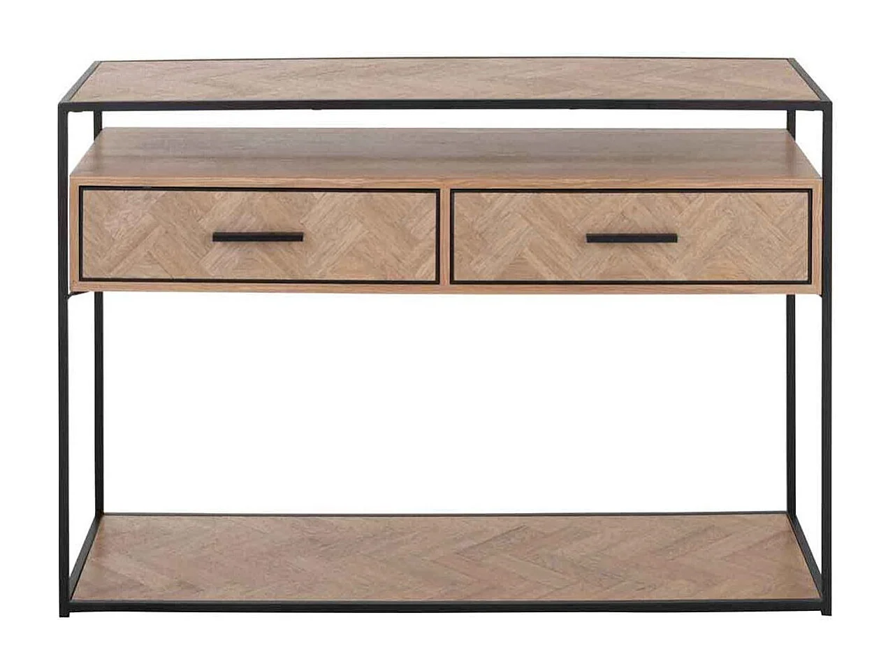 Consola Billy en zigzag de madera clara 2 cajones L 120 cm