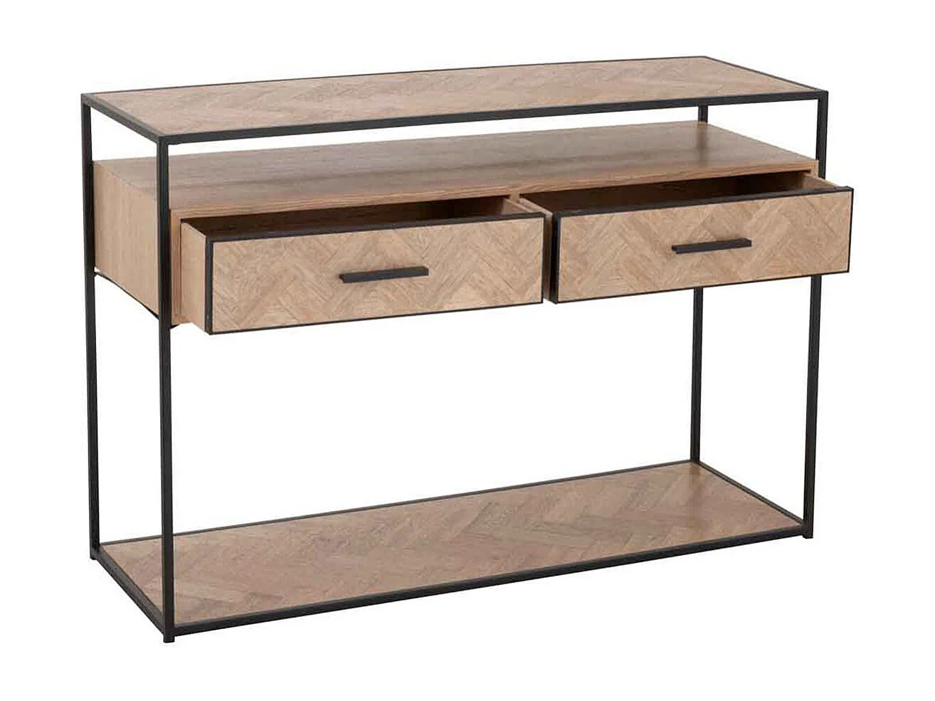 Consola Billy en zigzag de madera clara 2 cajones L 120 cm