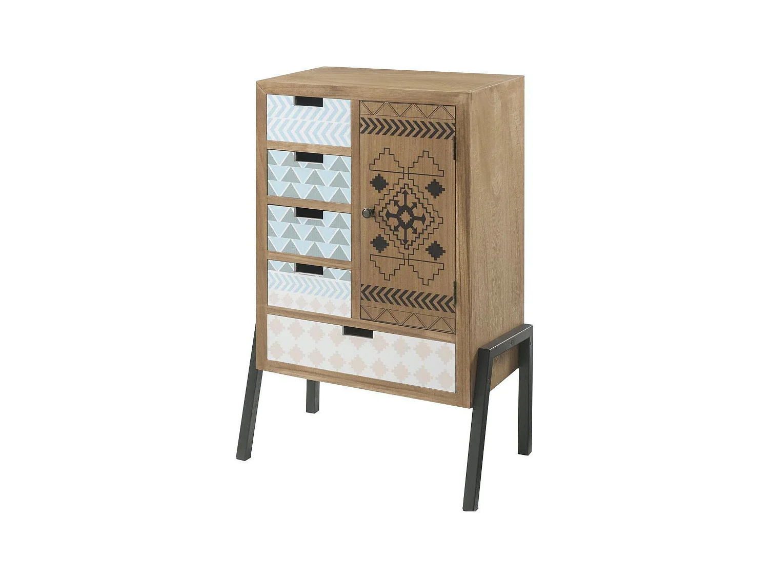 Console 1 Porte & 5 Tiroirs "Damayo" 90cm Marron