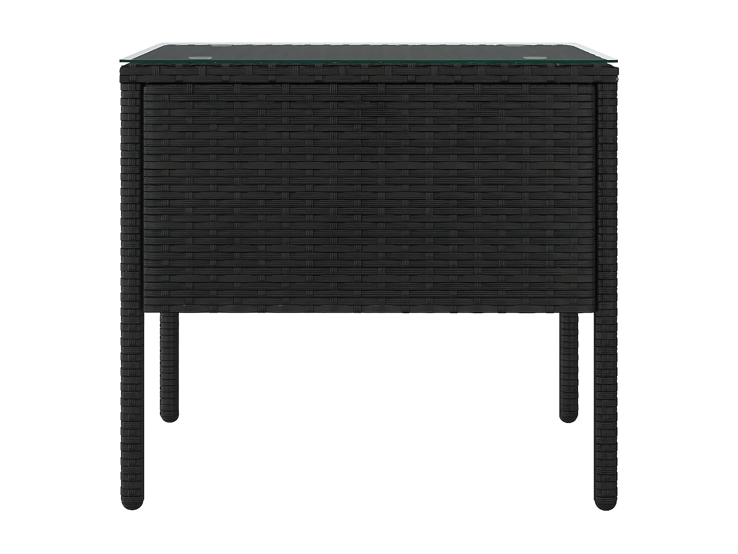 Table d'appoint noir 53x37x48 poly rotin et verre trempé