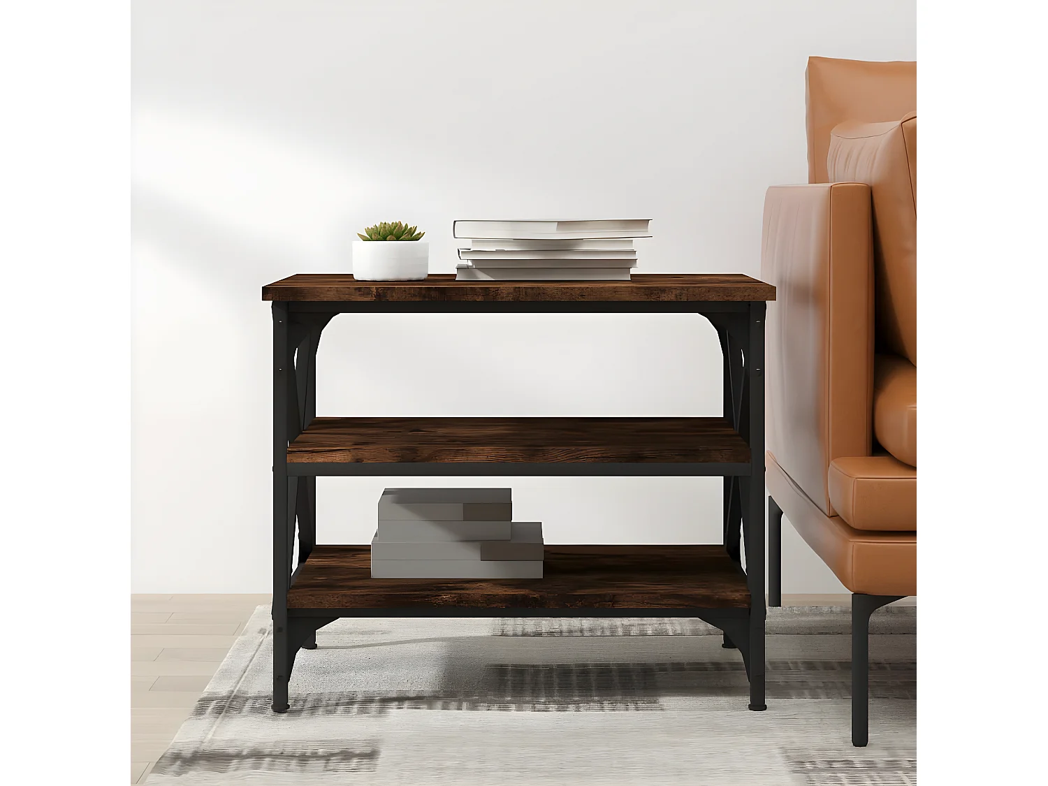 Table d'appoint Chêne fumé 55x38x45 Bois d'ingénierie