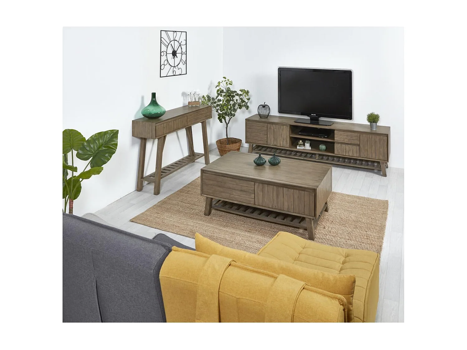 Table Basse 2 Tiroirs "Mirano" 120cm Marron