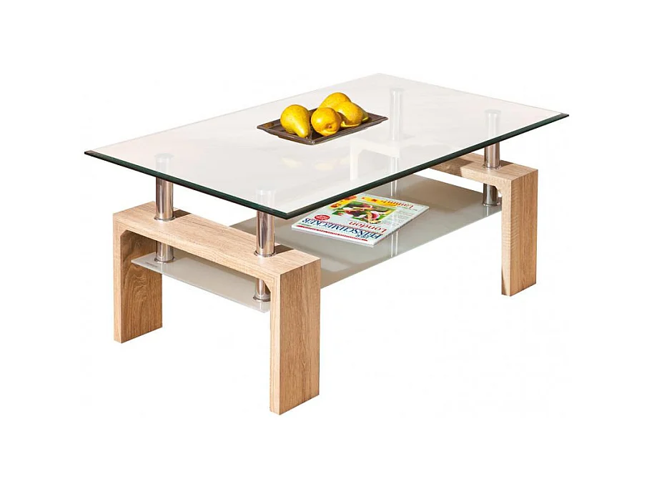 Table Basse en Verre "Leny" 100cm Naturel